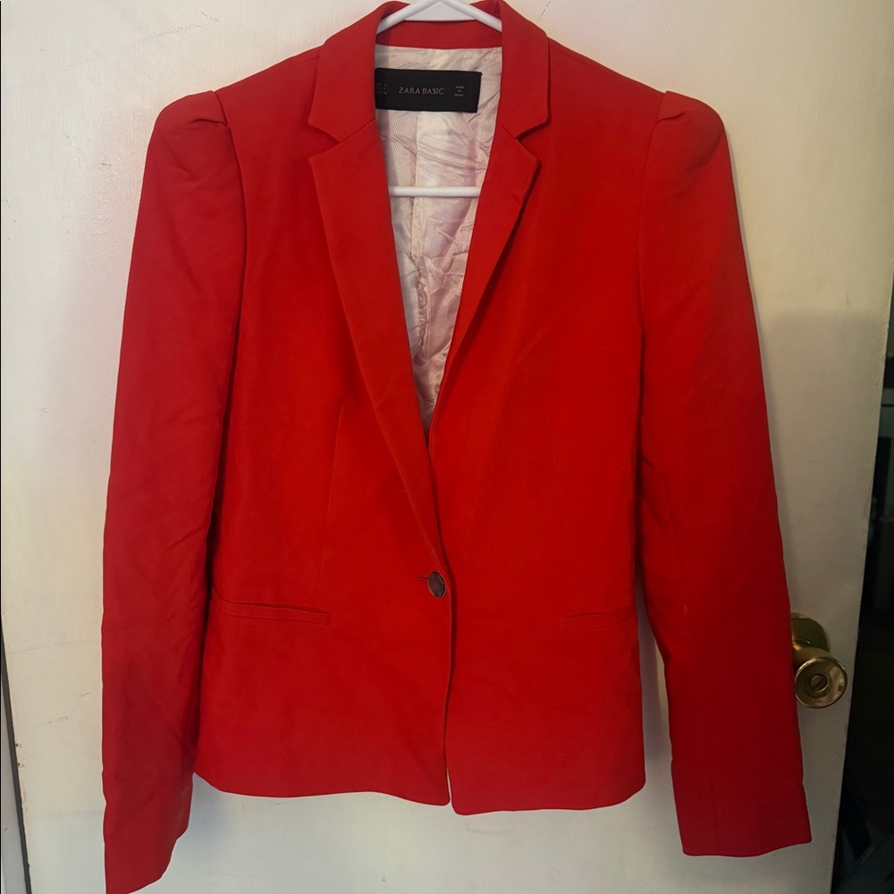 Zara Vibrant Red Suit Jacket